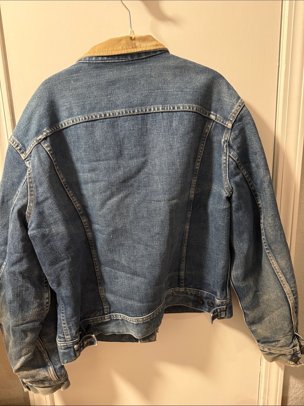Vintage Lee Rider Blue Denim Jacket with Tan Corduroy Collar - Picture 5 of 8